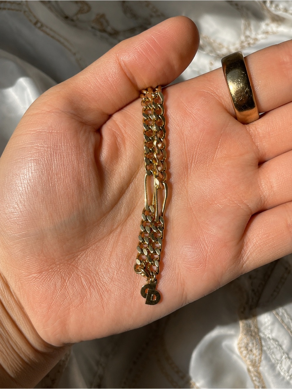 Authentic Christian Dior Vintage Gold Plated Figaro Chain Necklace - Picture 2 of 3